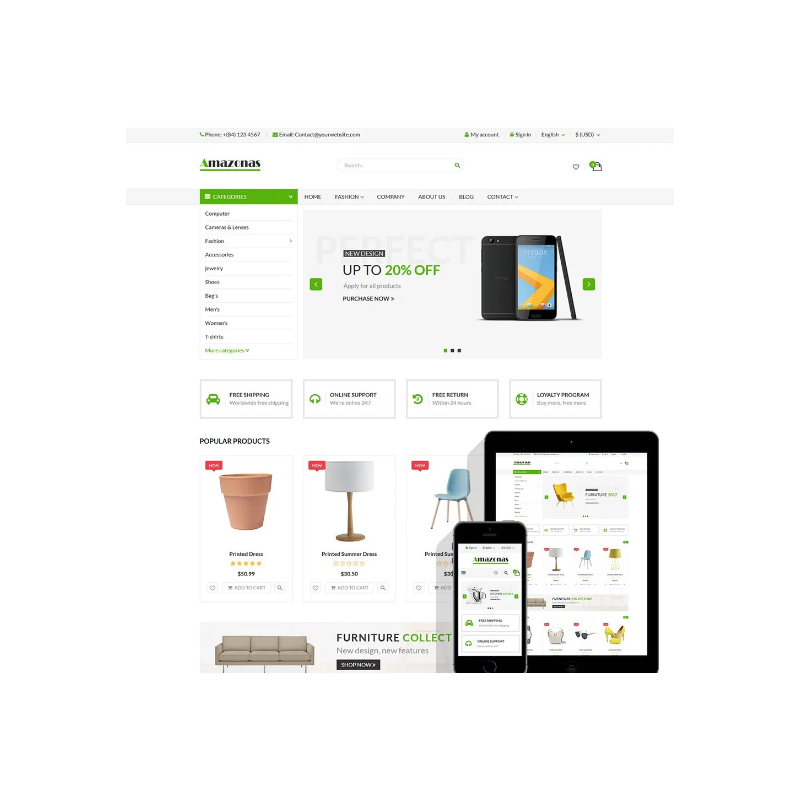 Amazonas theme prestashop Compatible with: PrestaShop 1.7.6.0 - 8.x