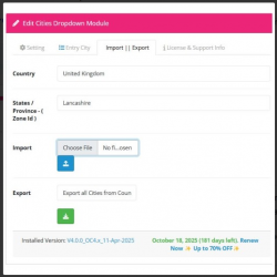 Cities Dropdown - Country/Zone/City Setup